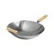 Winco J20-1140 Joyce Chen Uncoated Carbon Steel Round Bottom Wok with Birch Handles, 14" 1 image