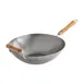 Winco J21-9978 Joyce Chen Uncoated Carbon Steel Flat Bottom Wok with Birch Handles, 14" 1 image