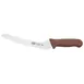 Winco KWP-92N 9" Stäl Stainless Steel Offset Serrated Bread Knife w/ Brown Handle 1 image