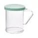 Winco PDG-10G 10 Oz. Clear Polycarbonate Dredge with Snap-On Green Lid 1 image