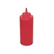 Winco PSW-16R Squeeze Bottle, 16 oz Wide Mouth, Red Plastic, BPA‑Free, NSF Certified - 6/Pack 1 image
