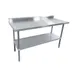 Sapphire Manufacturing SMTEB-3060G 60" Open Base Work Table w/ Undershelf, 2" Backsplash / 18 G. Top 1 image