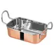 Winco DDSB-203C 11 oz. Copper Plated Steel 5" x 3-3/8" Mini Roasting Pan Serving Dish w/ 2 Handles 1 image