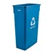 Winco PTC-23L 23 Gallon Blue Plastic Slender Recycle Trash Can (lid not included)  1 image