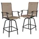 Flash Furniture 2-ET-SWVLPTO-30-GG Patio Swivel Bar Stool Set of 2, 300 lb. Capacity, Black Galvanized Steel Frame, Brown Textilene Sling 1 image