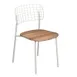 emuamericas E615T Lyze Stacking Side Chair, Outdoor/Indoor, Stainless Steel Grid Back, Teak Wood Seat, Aluminum Frame 1 image