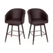 Flash Furniture 2-AY-1928-26-BR-GG Margo Counter Stool Set – 26” Seat Height, Brown Leather, Beechwood Legs 1 image