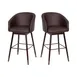 Flash Furniture 2-AY-1928-30-BR-GG Margo Bar Stool 2 – 30” Seat Height, Brown Leather, Walnut Legs, Arms 1 image
