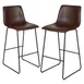 Flash Furniture 2-ET-ER18345-30-DB-GG Bar Stools Set 2, 18"W x 22"D x 42"H, 300 lb., Brown Leather Seat & Back 1 image