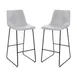 Flash Furniture 2-ET-ER18345-30-LG-GG Bar Stools Set 2 – 18"W x 22"D x 42"H, 300 lb, Gray Leather Seat & Back 1 image