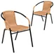 Flash Furniture 2-TLH-037-BGE-GG Stackable Outdoor Chair, 352 lb. Weight Capacity, 21.75"W x 23.5"D x 28.5"H, Rattan Wicker Seat & Back, Beige Powder Coated Metal Frame, Set of 2 1 image