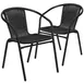 Flash Furniture 2-TLH-037-BK-GG Stack Chair, 352 lb, 21.75W x 23.5D x 28.5H, Rattan Wicker Seat & Back, Black Powder Coated Metal Frame, Set of 2 1 image