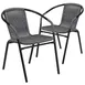 Flash Furniture 2-TLH-037-GY-GG Stack Chair, 352 lb. Capacity, Gray Rattan Wicker Seat & Back, Powder Coated Metal Frame, Set of 2 1 image