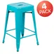 Flash Furniture 4-ET-31320-24-TL-R-GG Cierra Stacking Bar Stool, 24" H, 440 lb, Teal, Metal Frame, Set 1 image