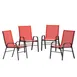Flash Furniture 4-JJ-303C-RD-GG Brazos Series Stacking Patio Chair, Red Textilene, 350 lb, Set of 4 1 image