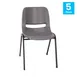 Flash Furniture 5-RUT-16-PDR-GY-GG Hercules Series Gray Stackable Outdoor Chair, 661 lb, Plastic Seat & Back, Metal Frame, Set of 5 1 image