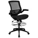 Flash Furniture BL-LB-8801X-D-BLK-GG Waylon Drafting Swivel Chair, 42.5-50" Height, Mesh Back & Seat, Padded Arms, Black Nylon Base 1 image