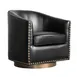 Flash Furniture BS-AC22-061-BLKPU-GG Myles Club Style 360 Degree Swivel Armchair, LeatherSoft Upholstery, Black, Brass Decorative Nail Head Trim 1 image