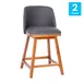 Flash Furniture CH-192162X000PU-24-GY-GG Julia Counter Stool 24" Seat 300 lb Gray LeatherSoft Walnut Set of 2 1 image