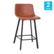 Flash Furniture CH-212069-24-BR-GG Caleb Bar Stool Set, 24" Seat, 300lb Capacity, LeatherSoft, Matte Iron Frame 1 image