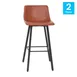 Flash Furniture CH-212069-30-BR-GG Caleb Bar Stool – 30" Seat Height, 300 lbs, Cognac LeatherSoft, Iron Frame 1 image