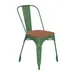 Flash Furniture CH-31230-GN-PL1T-GG Perry Stacking Side Chair, 500 lb, Green, Stackable, Teak Poly Resin Wood Seat, Galvanized Steel Frame 1 image