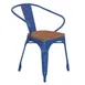 Flash Furniture CH-31270-BL-PL1T-GG Luna Blue Armchair, 500 lb. Weight Capacity, Teak Poly Resin Wood Seat, Galvanized Steel Frame 1 image
