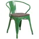 Flash Furniture CH-31270-GN-WD-GG Stacking Armchair, 500 lb, Green, Metal Frame, Wood Seat, Powder Coat Finish 1 image