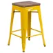 Flash Furniture CH-31320-24-YL-WD-GG Bar Stool – 500 lb., Counter Height, Backless, Yellow Wood Seat, Stacking 1 image