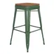 Flash Furniture CH-31320-30-GN-PL2T-GG Kai Bar Stool, 500 lb., Green, Teak Poly Resin Seat, Stacking, 4-High 1 image