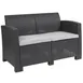 Flash Furniture DAD-SF2-2-DKGY-GG Outdoor Loveseat Sofa, 47"W x 27"D x 30"H, Dark Gray Faux Rattan, Gray Cushions 1 image
