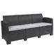 Flash Furniture DAD-SF2-3-DKGY-GG Outdoor Sofa, 67.5W x 27D x 30H, Dark Gray Faux Rattan, Gray Cushions 1 image