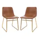 Flash Furniture ET-ER18345-18-LB-GG Mid-Back Dining Chair, 250 lb, LeatherSoft, Light Brown, Gold Frame, Set of 2 1 image