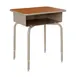 Flash Furniture FD-DESK-GY-WAL-GG Billie Student Desk, 24"W x 18"D, Adjustable Height, Walnut/Silver, Powder Coated Steel 1 image