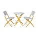 Flash Furniture FV-FWA085-NVY-WHT-GG Rouen 3-Piece Commercial Grade Foldable French Bistro Set, Round Table, Navy/White PE Rattan, 2 Chairs 1 image
