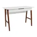 Flash Furniture GC-MBLK60-WH-WAL-GG Computer Desk, White Laminate Top, Walnut Finish A-Frame Base, Divided Storage Drawer 1 image