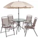 Flash Furniture GM-202012-BRN-GG Nantucket 31 Round Patio Table Set, 28 Height, 4 Textilene Chairs, Brown 1 image