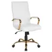 Flash Furniture GO-2286H-WH-GLD-GG Whiteney Executive Office Chair, 39-1/4 to 43in Height, 250 lb Capacity, LeatherSoft Upholstery, Gold Base 1 image