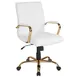 Flash Furniture GO-2286M-WH-GLD-GG Whitney Executive Office Chair, 37-40.75" Height, 250 lb, LeatherSoft, White, Gold Base 1 image