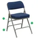Flash Furniture HA-MC320AF-NVY-GG Hercules Series Premium Navy Blue Folding Chair, 300 lb Capacity, Fabric Upholstered, Gray Powder Coat 1 image