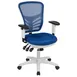 Flash Furniture HL-0001-WH-BLUE-GG Nicholas Mid-Back Swivel Task Chair, 300 lb, Mesh Back, Padded Arms, Blue 1 image