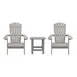 Flash Furniture JJ-C14505-2-T14001-GY-GG Folding Adirondack Chair Set, 2 Chairs, 1 Side Table, Poly Resin, Gray 1 image