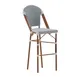 Flash Furniture SDA-AD642001-F-BS-WHNVY-NAT-GG Lourdes Stacking French Bistro Stool, 30" Bar Height, 600 lb. Capacity, White/Navy Polyethylene Rattan, Natural Bamboo Print Aluminum 1 image