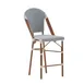 Flash Furniture SDA-AD642001-F-CS-WHNVY-NAT-GG Lourdes Stacking French Bistro Stool, 26" Counter Height, 600 lb. Capacity, White/Navy Polyethylene Rattan, Natural Finish Bamboo Print Aluminum 1 image