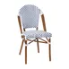 Flash Furniture SDA-AD642001-F-WHNVY-NAT-GG Lourdes Stacking French Bistro Chair, 400 lb. Weight Capacity, White/Navy Poly Rattan, Natural Finish Aluminum Frame 1 image