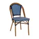 Flash Furniture SDA-AD642001-NVYWH-NAT-GG Bordeaux Stacking French Bistro Chair, 400 lb, Navy/White Poly Rattan, Natural Bamboo Aluminum 1 image