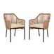 Flash Furniture SDA-AD892006-NAT-2-GG Kallie Patio Chairs, Woven Back & Seat, Aluminum Frame, Ivory Zippered Cushions, Set 1 image