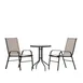 Flash Furniture TLH-0701303C-BN-GG Brazos 3 Piece Outdoor Patio Dining Set, 23.75" Round Tempered Glass Table, 2 Brown Flex Comfort Stack Chairs 1 image