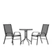 Flash Furniture TLH-0701303C-GG Brazos 3 Piece Outdoor Patio Dining Set with 23.75" Round Tempered Glass Table and 2 Black Flex Comfort Stack Chairs 1 image
