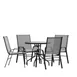 Flash Furniture TLH-0702303C-GY-GG Brazos 5 Piece Outdoor Patio Dining Set, 31.5" Round Tempered Glass Table, 4 Gray Flex Comfort Stack Chairs 1 image